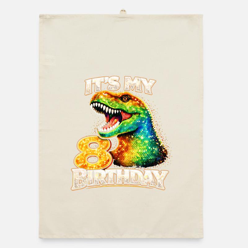 C’est mon dino coloré pour mon 8e anniversaire Torchon bio