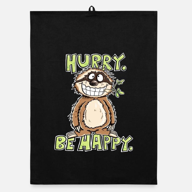 Hurry Be Happy Faultier Organic Geschirrtuch