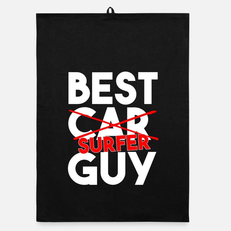 Best Surfer Guy Funny Surfing Typography Organic dish towel