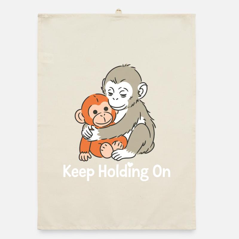 Keep Holding On Monkey Hug Organic dish towel