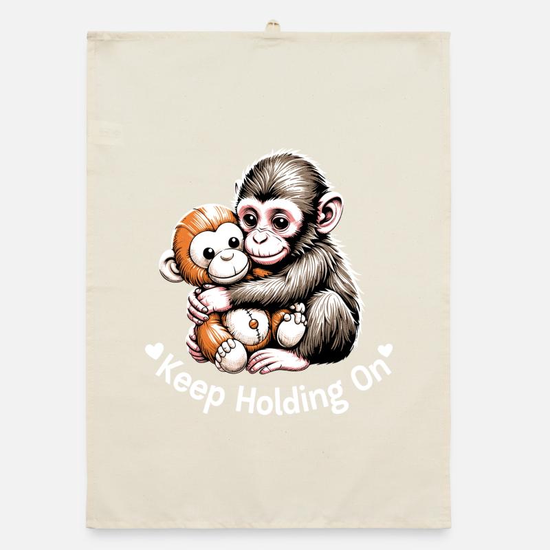 Keep Holding On Monkey Hug Illustration Organic dish towel