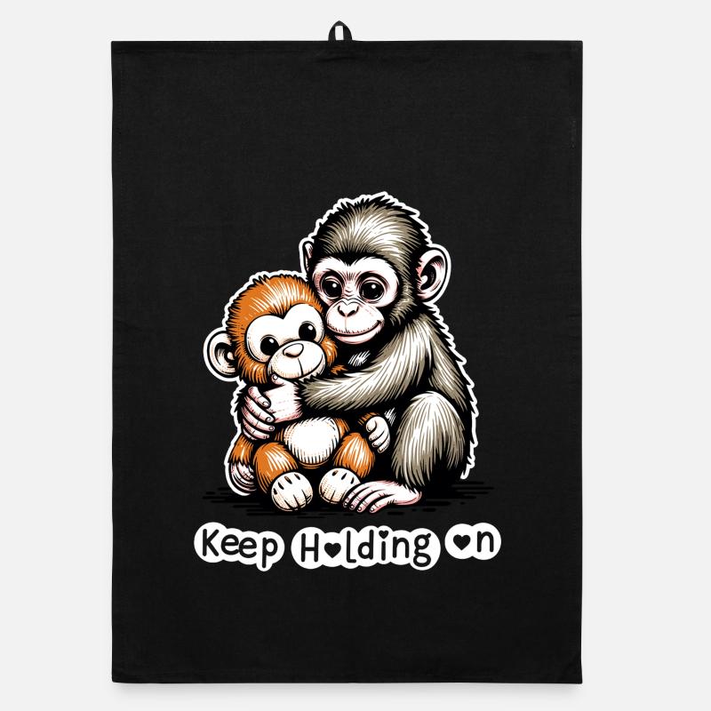 Duo de câlins de singe : Continue de tenir bon Torchon bio