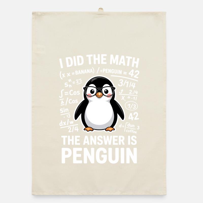 Math Sayings Penguin Funny Math Gift Organic dish towel