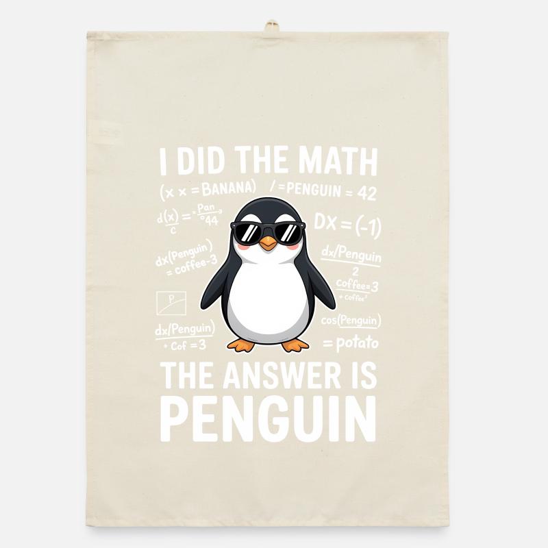 Math Sayings Penguin Funny Math Gift Organic dish towel