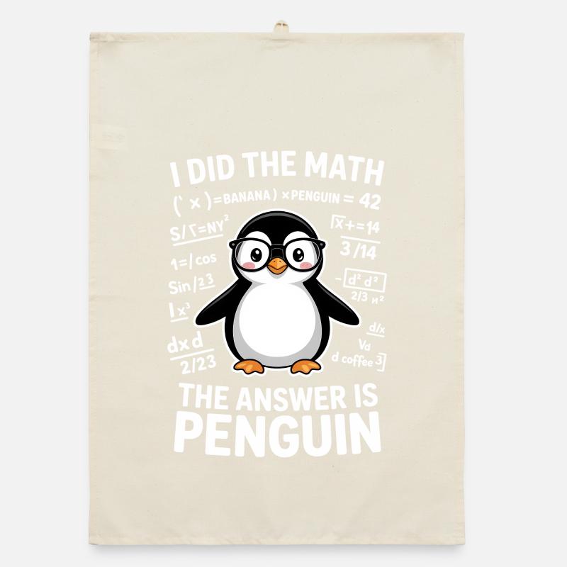 Math Sayings Penguin Funny Math Gift Organic dish towel