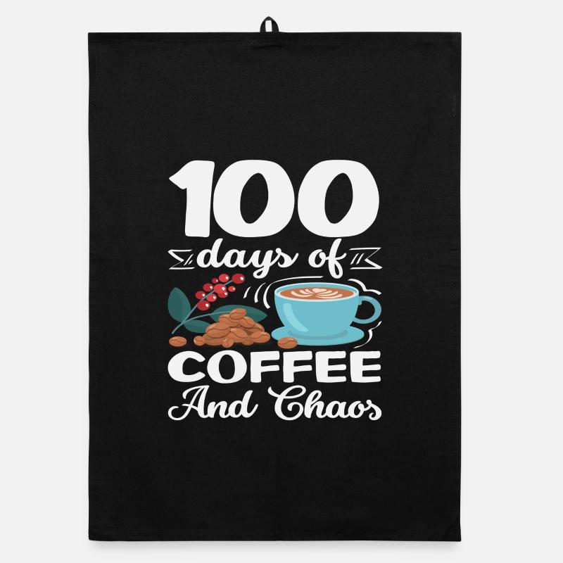 100 Tage Kaffee und Chaos Lehrer Design Organic Geschirrtuch