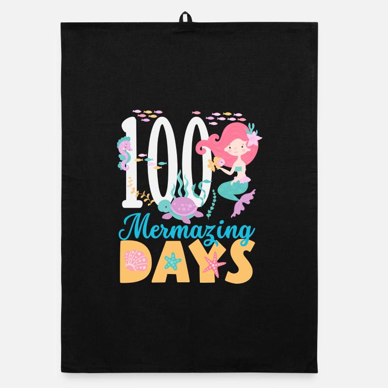 100 Tage Schule Meerjungfrau Design Organic Geschirrtuch