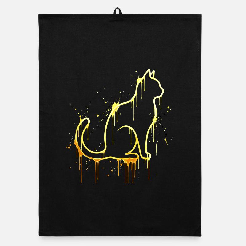 Look doré silhouette de chat – Élégant chat Torchon bio