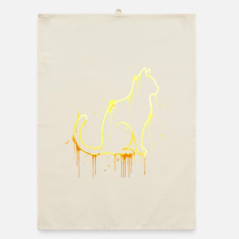 Look doré silhouette de chat – Élégant chat Torchon bio