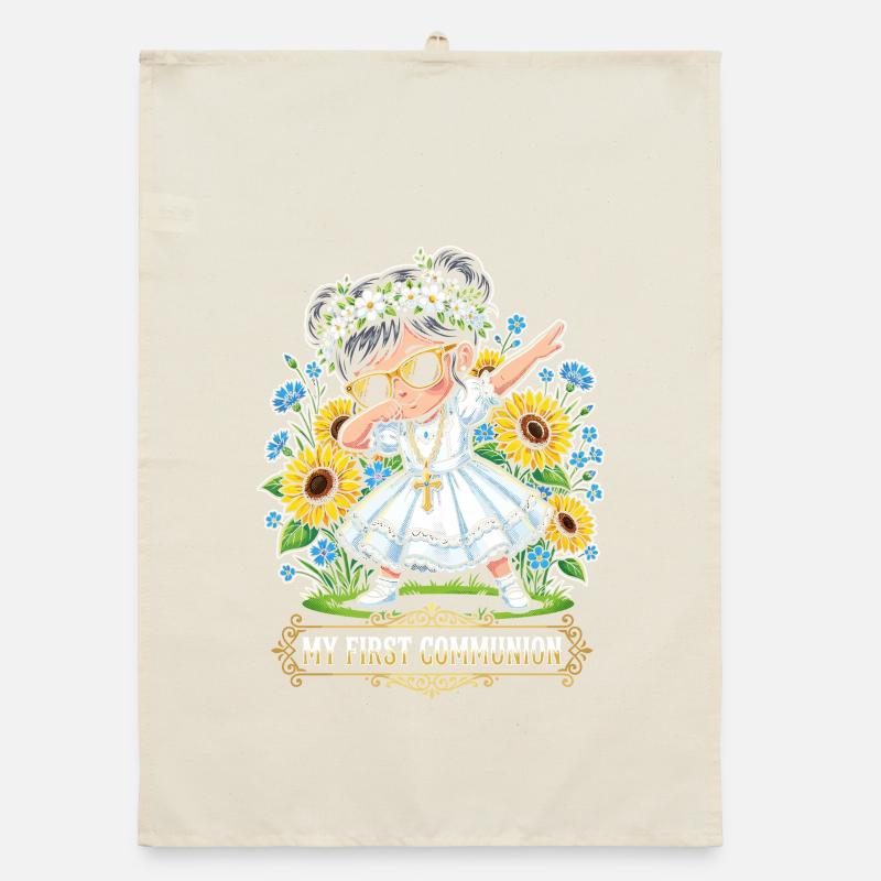 La danseuse de la fleur de la Première Communion Torchon bio