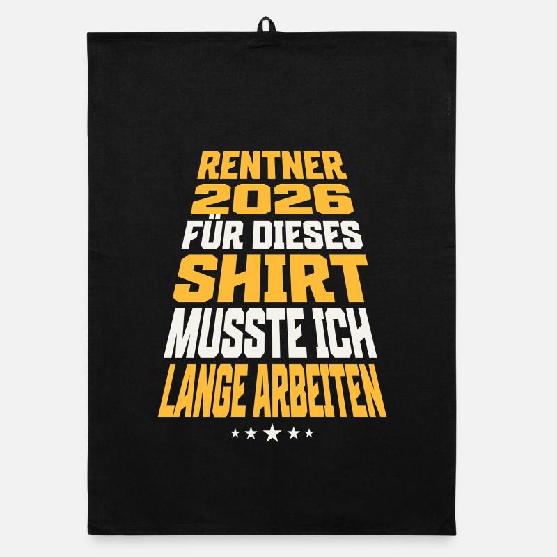 Rentner 2026 - Organic Geschirrtuch - Schwarz