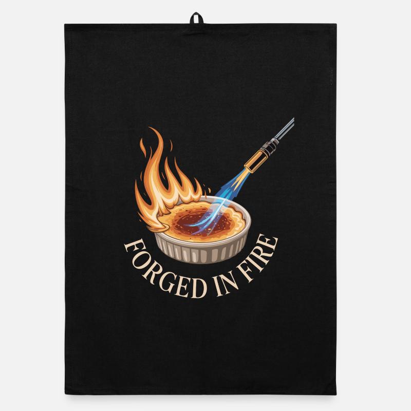 Forged In Fire Creme Brulee Dessert Flame Organic dish towel