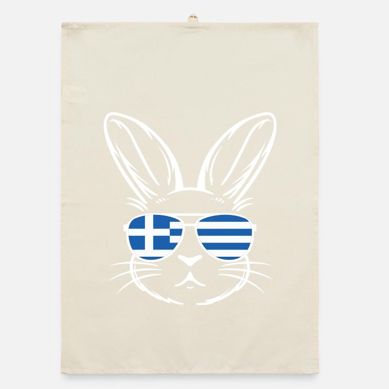 Drapeau grec de Pâques Lapin de Pâques Torchon bio