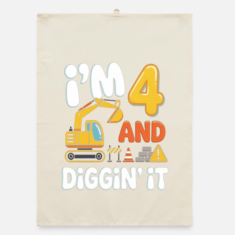 I'm Four: Diggin It Construction Site Motif Organic dish towel