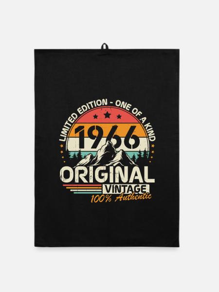 1966 Original Vintage Geburtstag Geschenk - Organic Geschirrtuch - Schwarz - Vorne