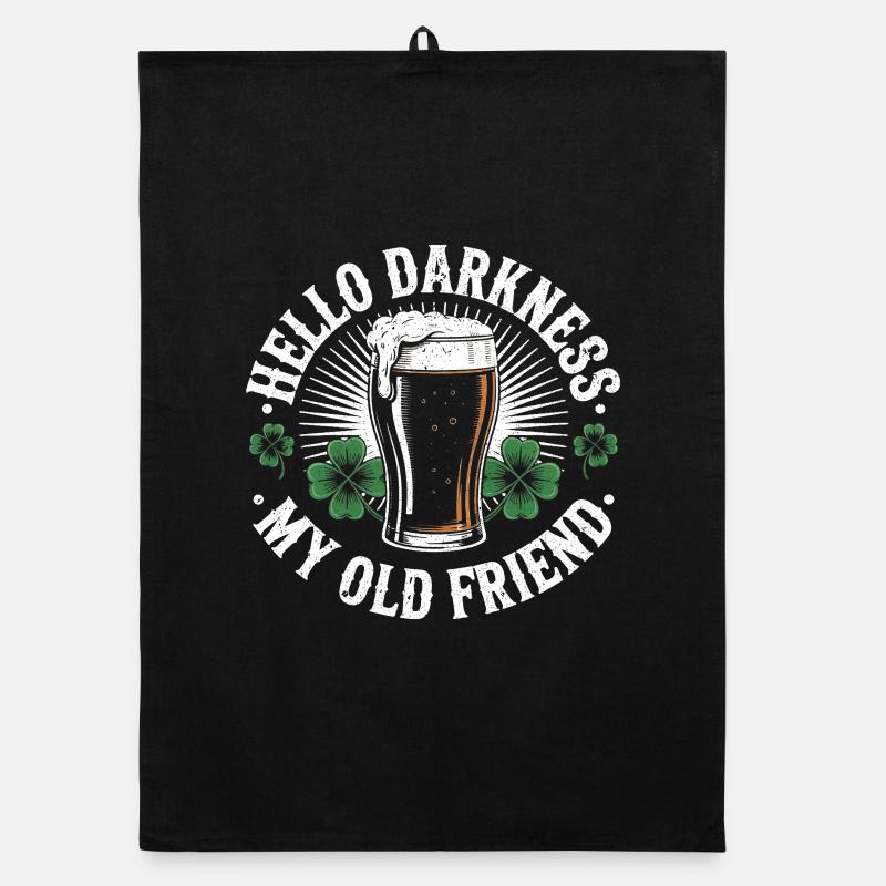 Hello Darkness My Old Friend Drinks Stout Beer Organic dish towel