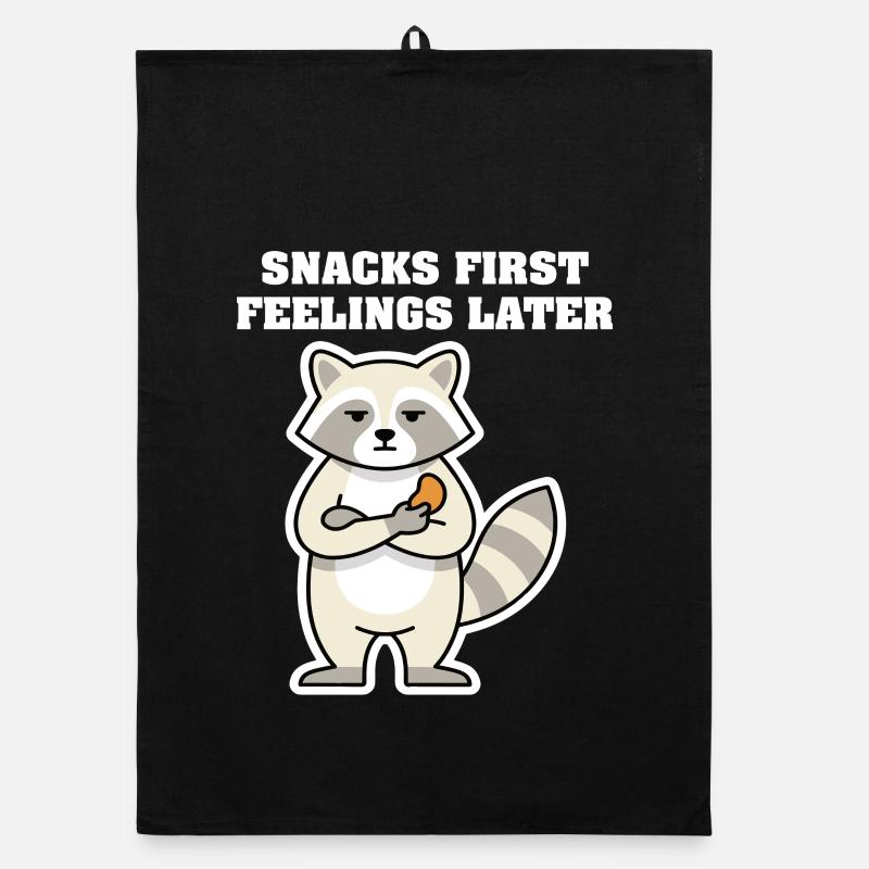 SNACKS FIRST FEELINGS LATER Raccoon Organic dish towel