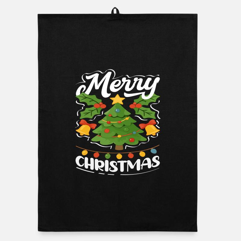 Frohe Weihnachten Tannenbaum Lichterkette Organic Geschirrtuch