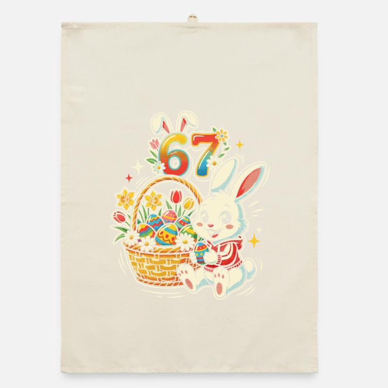 Easter Bunny with Colorful Easter Egg 67 Organic dish towel