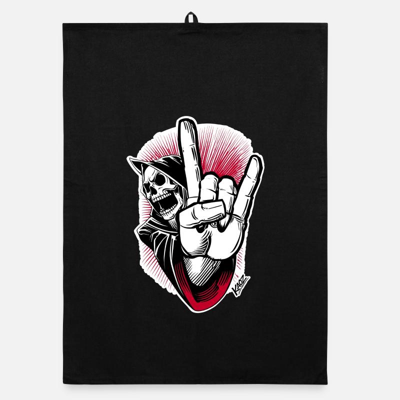 Skeleton Rock Hand Illustration Organic dish towel