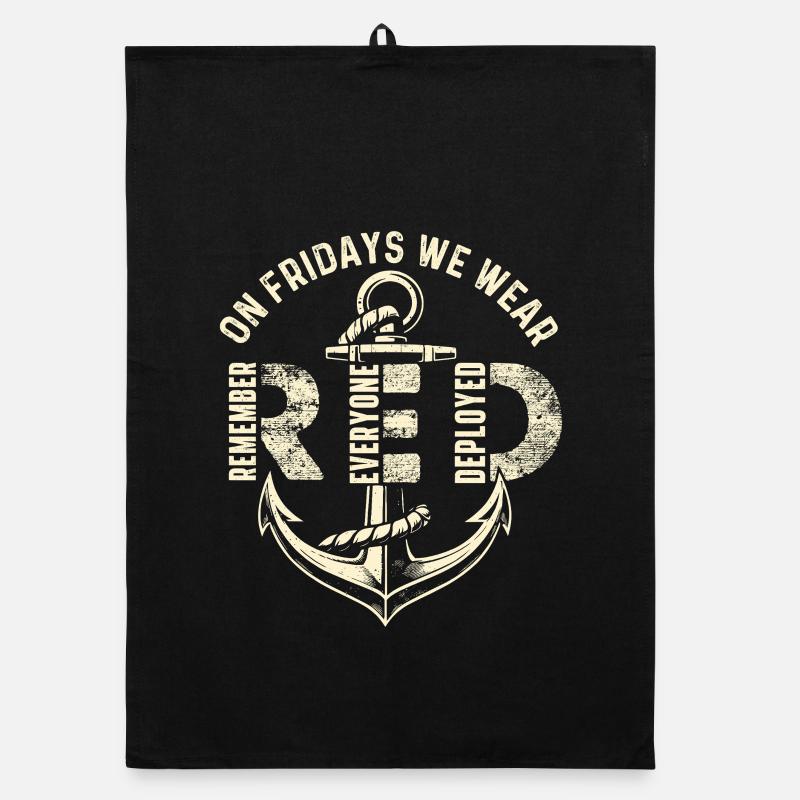 On Fridays We Wear Red Remember Deployed Organic dish towel