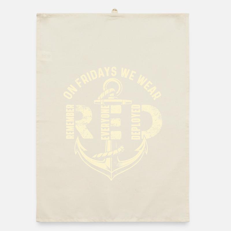 On Fridays We Wear Red Remember Deployed Organic dish towel