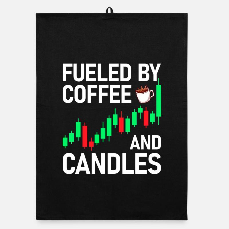 Café et bougies Marché boursier Trader en bourse Torchon bio