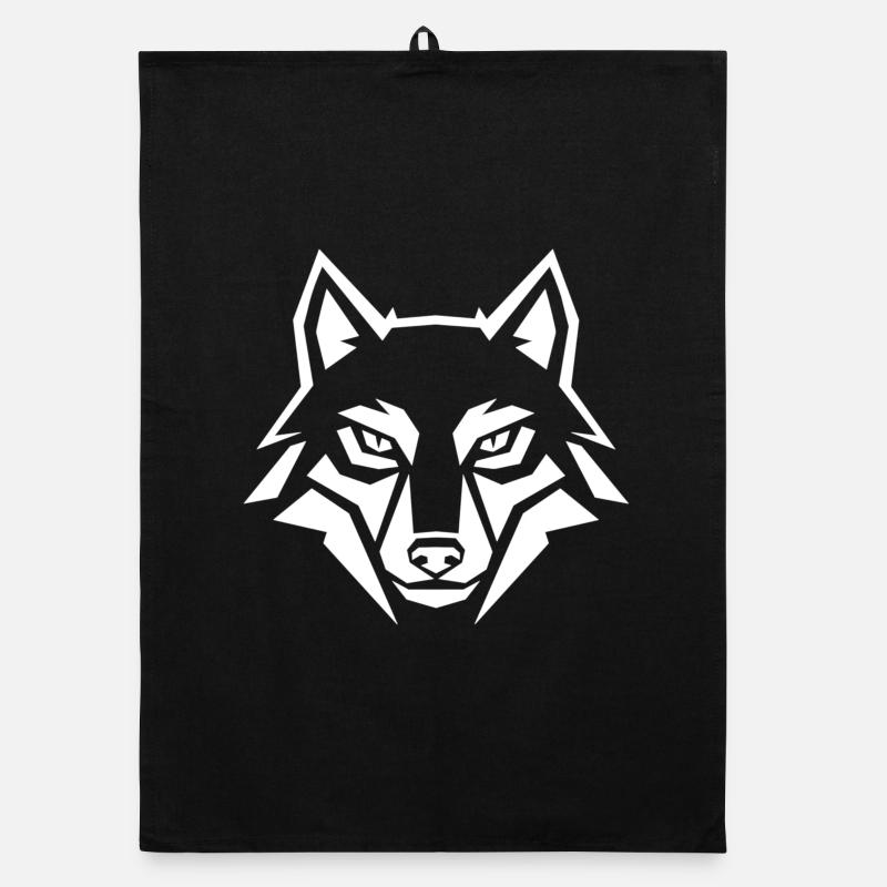 Geometrischer Wolf Kopf – Tribal Tier Organic Geschirrtuch