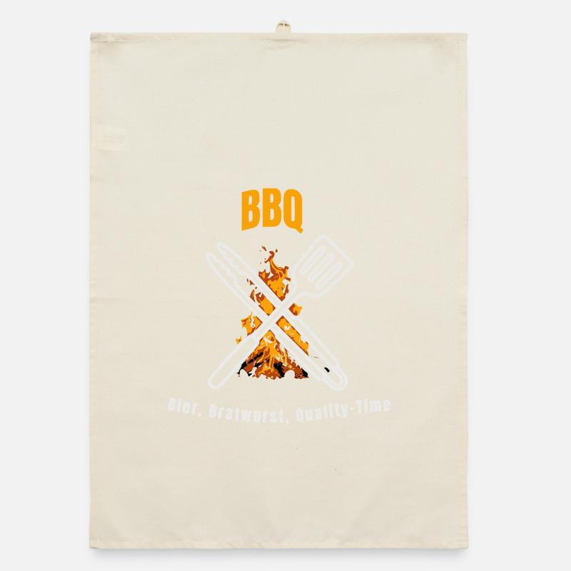BBQ Bier Bratwurst Quality Time Organic Geschirrtuch