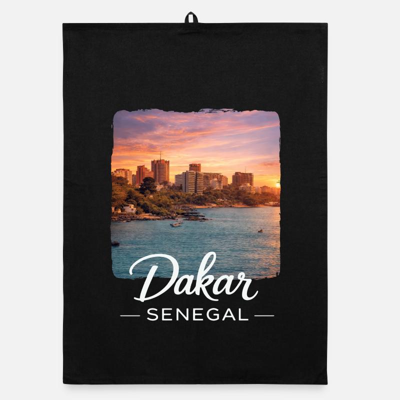 Ville côtière du Coucher du Soleil de Dakar Torchon bio