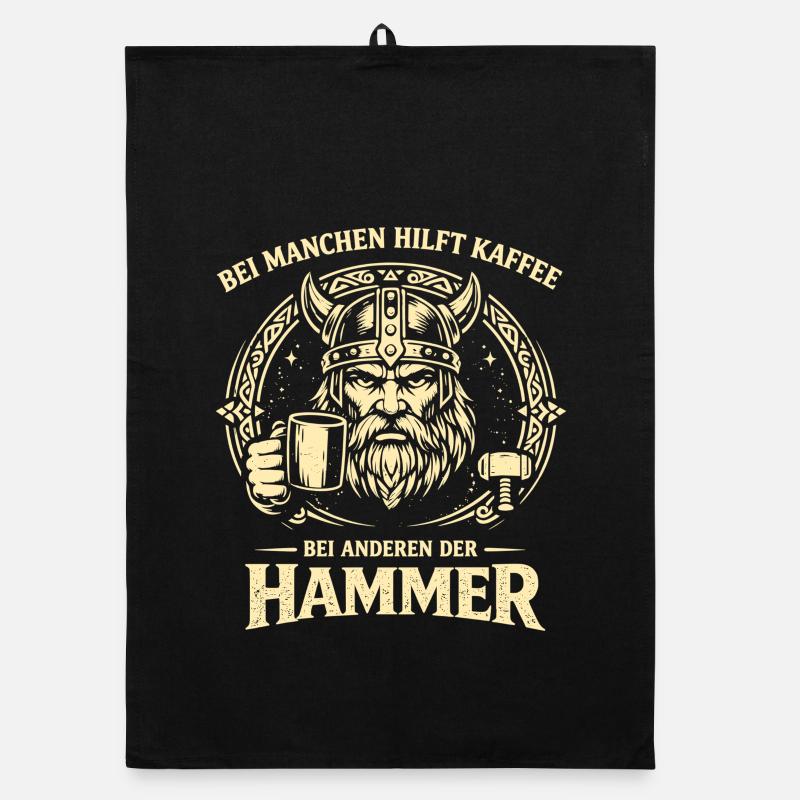 Kaffee oder Hammer Wikinger Spruch mit Humor Organic Geschirrtuch