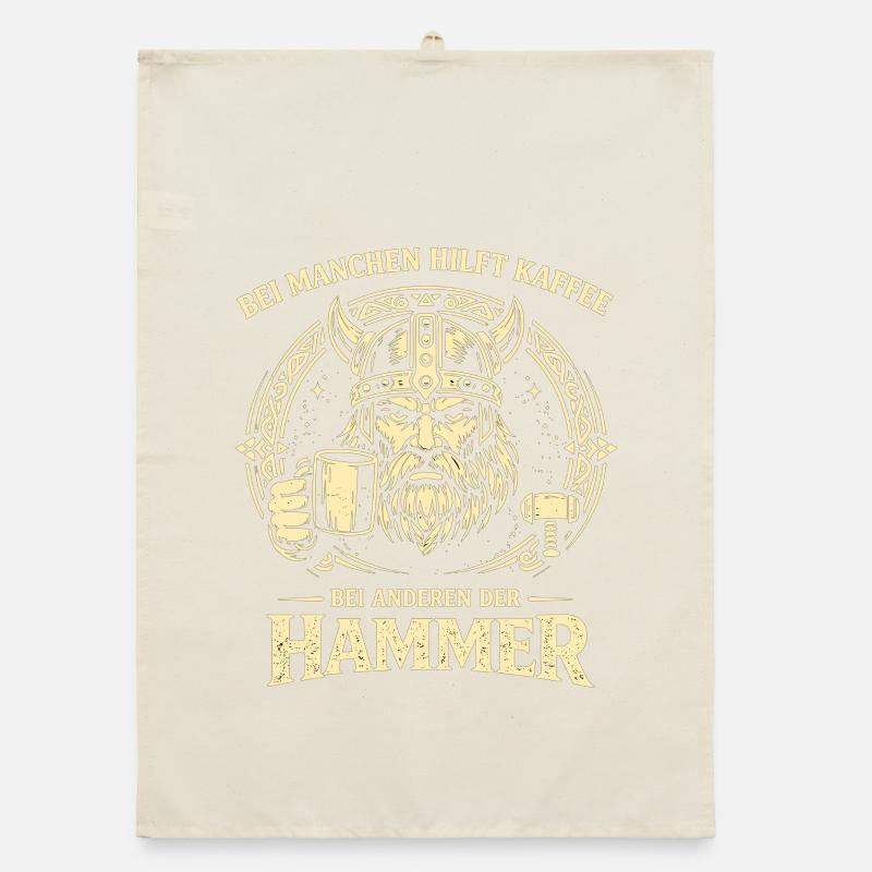 Kaffee oder Hammer Wikinger Spruch mit Humor Organic Geschirrtuch