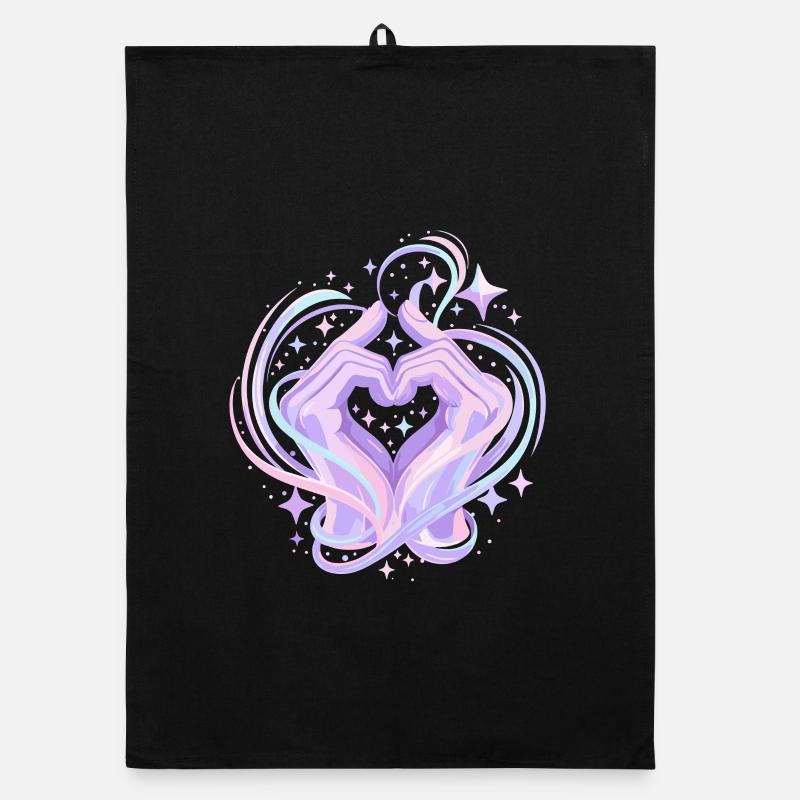 Pastel Heart Hands Magic Organic dish towel