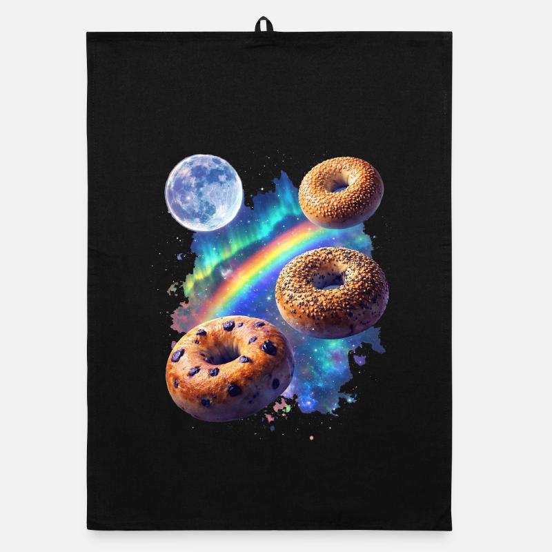 Kosmische Donuts über Regenbogenraum Organic Geschirrtuch
