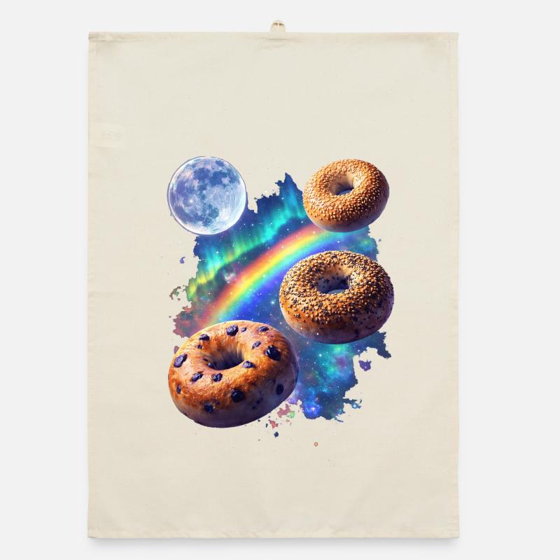 Donuts cosmiques au-dessus de l’espace arc-en-ciel Torchon bio