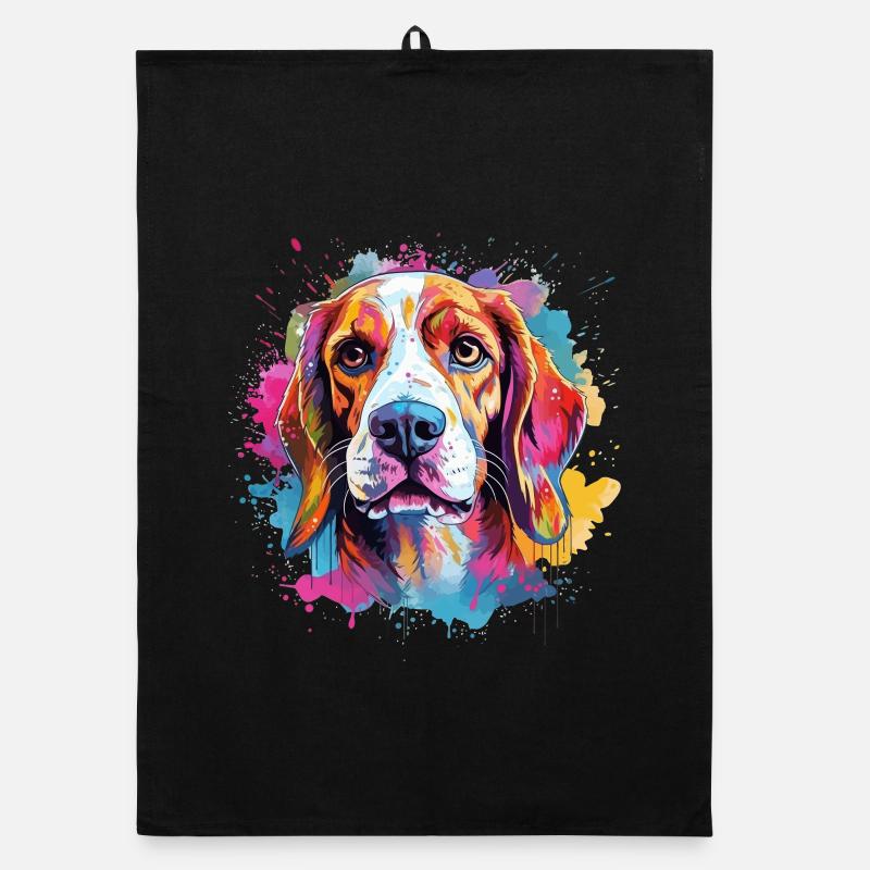 Art coloré de chien éclaboussé Beagle Torchon bio