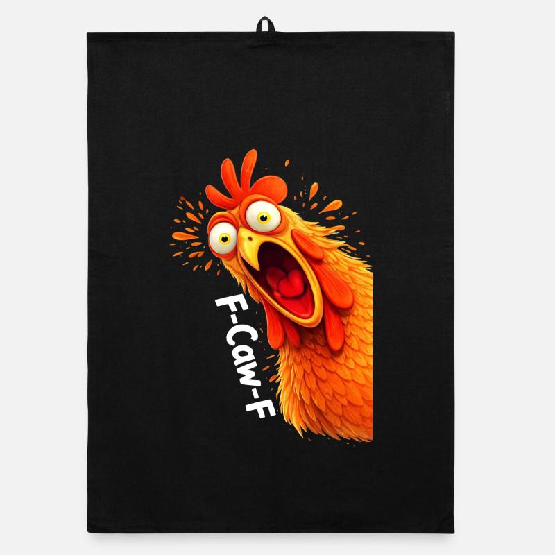 F-Caw-F Graphique drôle de mème de coq de poulet Torchon bio