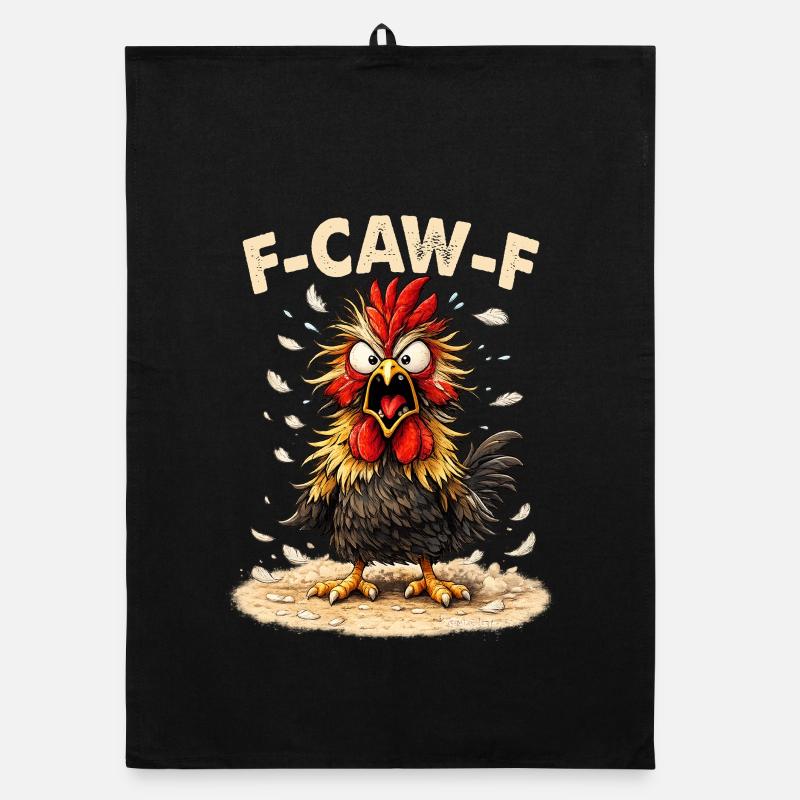 F-Caw-F Graphique drôle de mème de coq de poulet Torchon bio