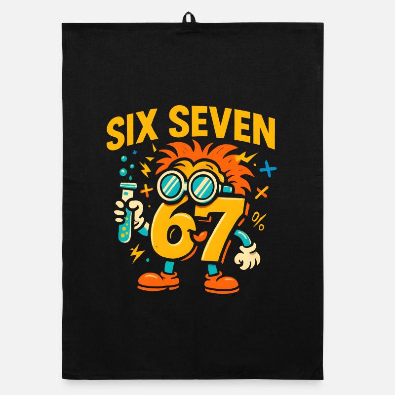 Six Seven 67 Science Humor Nerd Gift Idea Organic dish towel