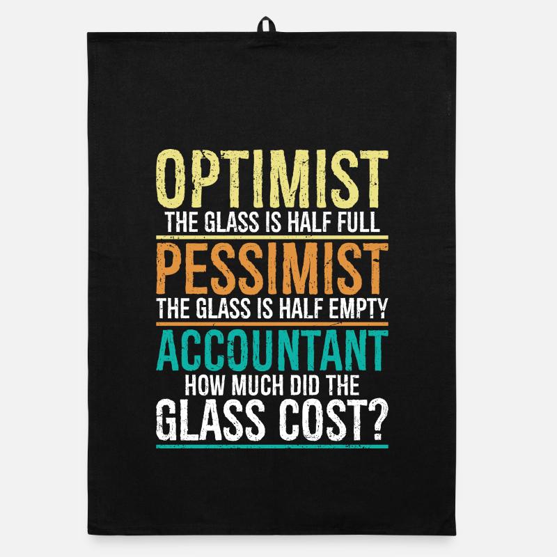 Optimist, das Glas ist halb voll, Pessimist. Organic Geschirrtuch