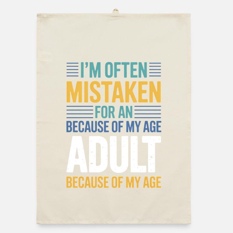 Saying Young Look Old Humor Funny Gift Organic dish towel
