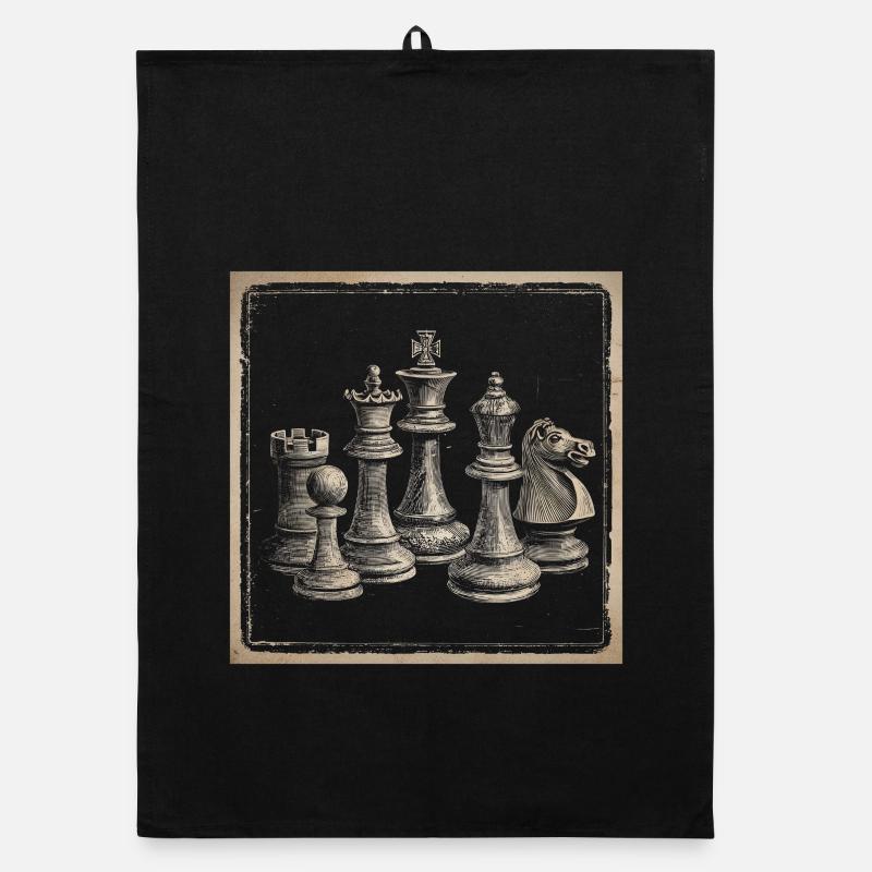 Conception vintage d’échecs pour les amateurs d’échecs classiques Torchon bio