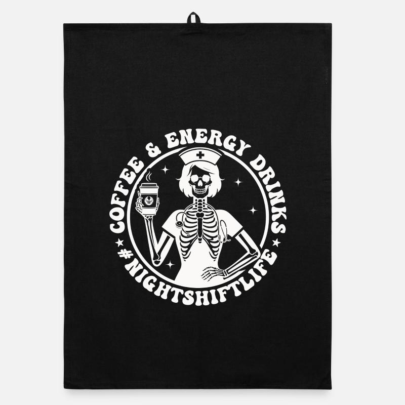 Night Service Coffee Skeleton Organic dish towel