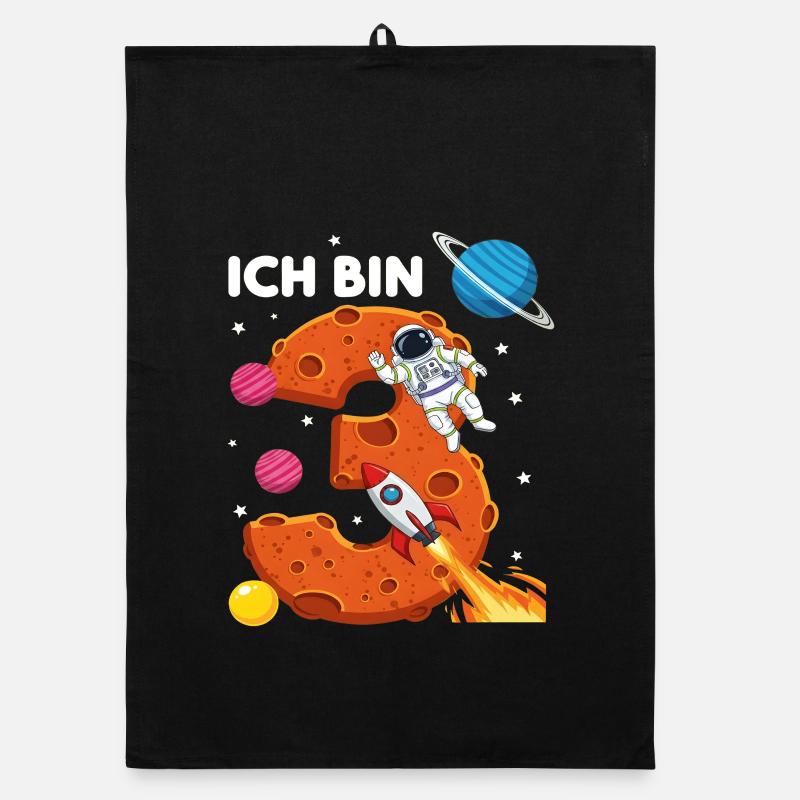 Ich bin 3 Astronaut Weltraum Geburtstag Organic Geschirrtuch