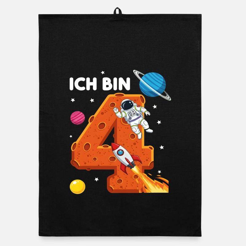 Ich bin 4 Astronaut Weltraum Geburtstag Organic Geschirrtuch