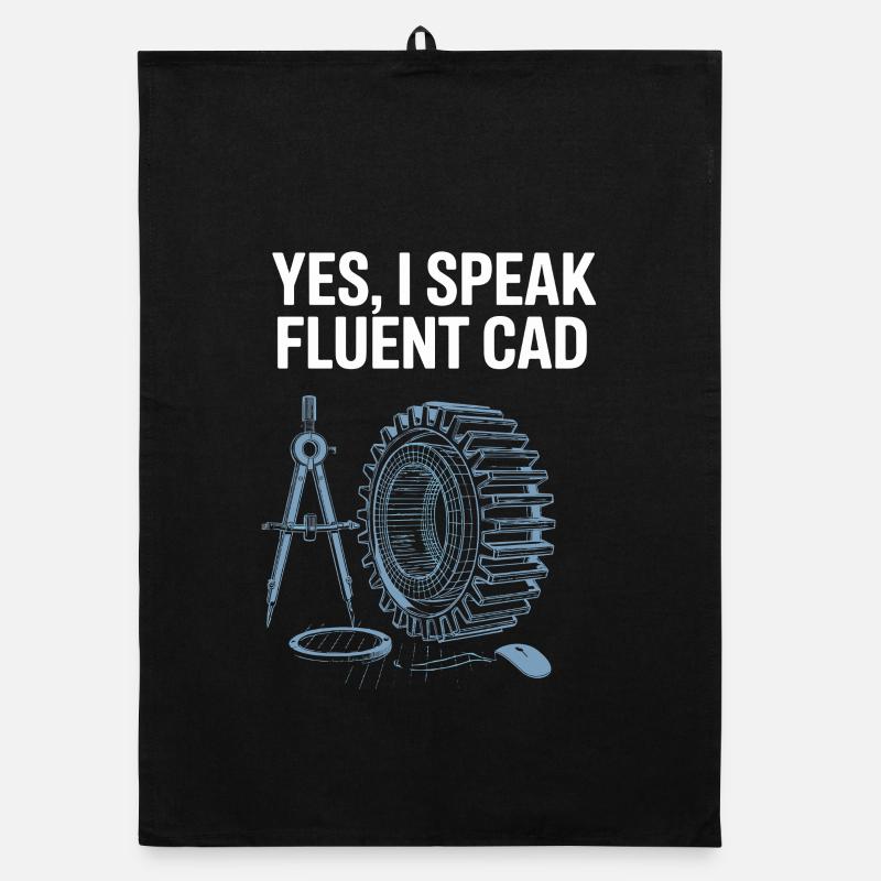 Yes, I Speak Fluent CAD Compass and Gear Design Organic dish towel