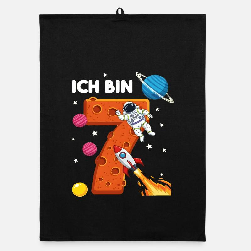 Ich bin 7 Astronaut Weltraum Geburtstag Organic Geschirrtuch