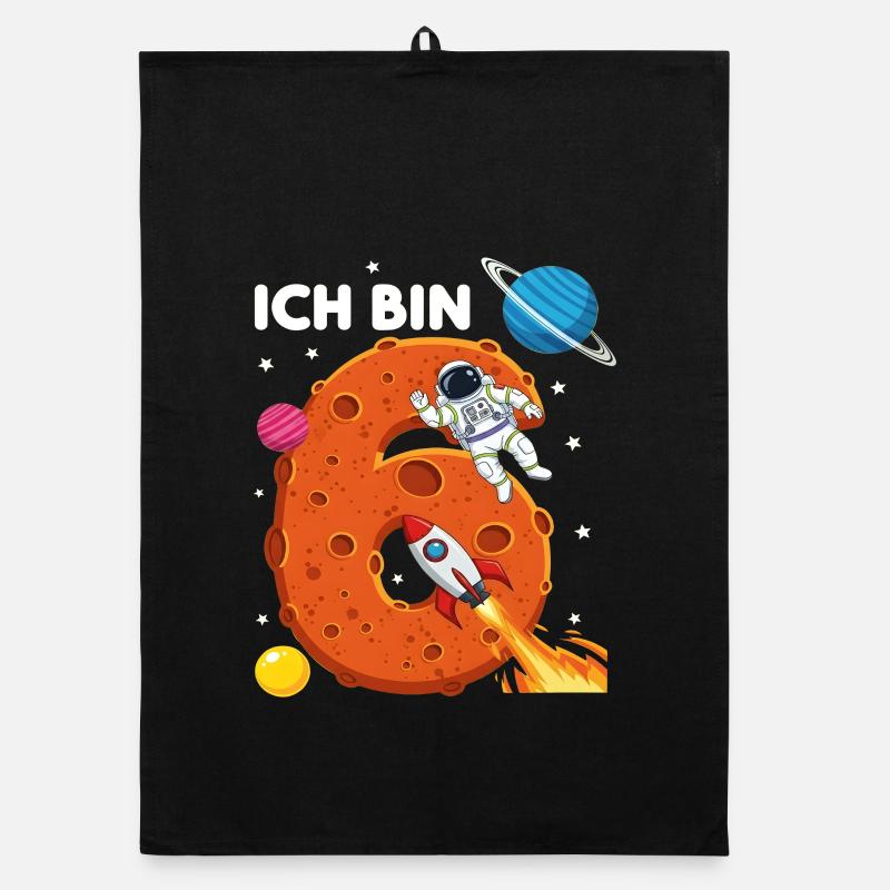 Ich bin 6 Astronaut Weltraum Geburtstag Organic Geschirrtuch