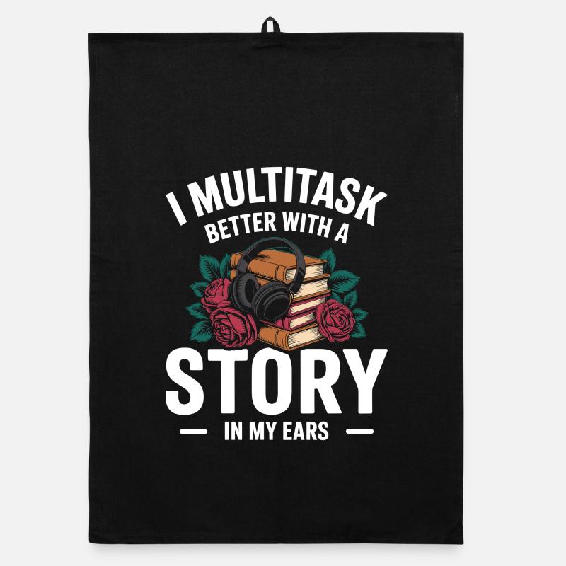 Hörbücher Multitasking Stories Bücher Nerd Organic Geschirrtuch