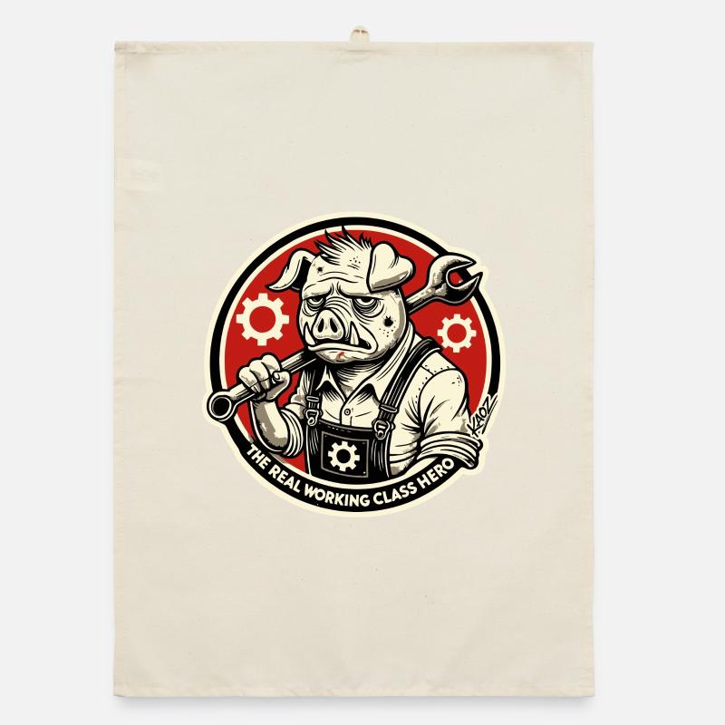Real Working Class Hero Pig Organic dish towel
